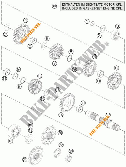 GETRIEBE VORGELEGEWELLE für KTM 1190 RC8 R WHITE 2012