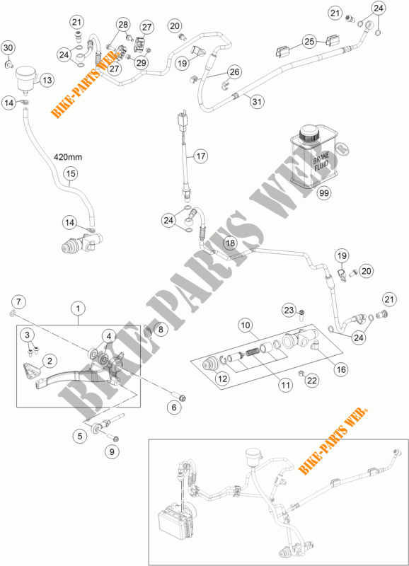 BREMSPUMPE HINTEN für KTM 690 ENDURO R ABS 2016