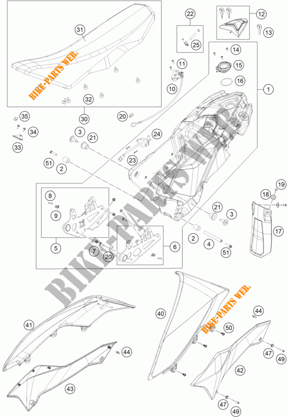 TANK / SITZBANK für KTM 690 ENDURO R 2012